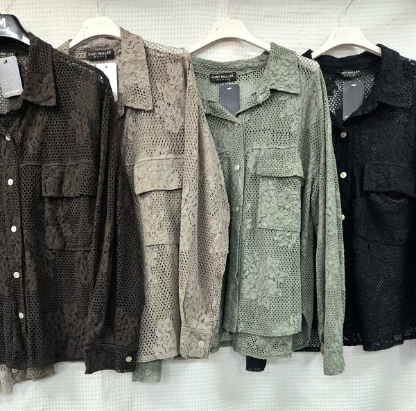 Crochet 2 Pocket Cotton Overshirt