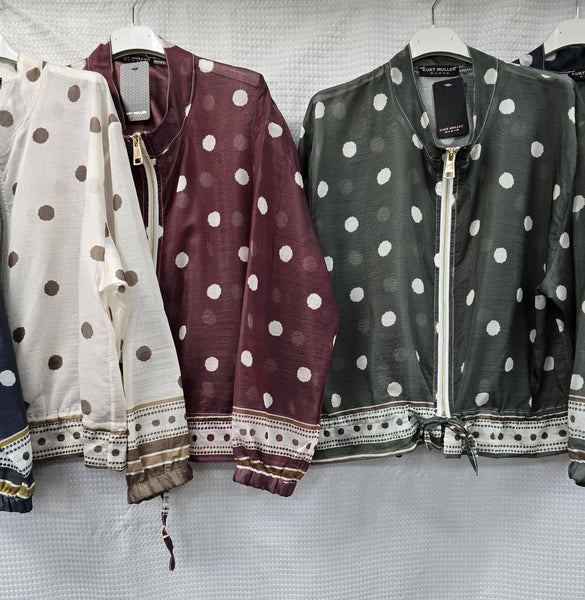 Polka Dot Lightweight Zip Bomber Jacket