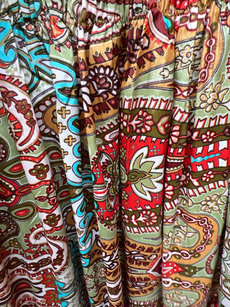Rustic Print Boho Maxi Dress | Tiered Long Sleeve