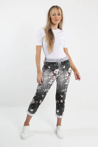 Italian Leaf Floral Cotton Trouser