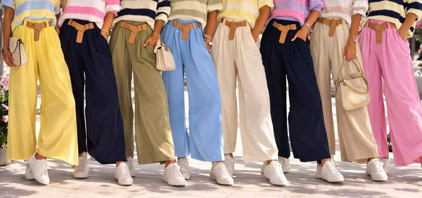 Cotton Barrel Leg Belted Trousers