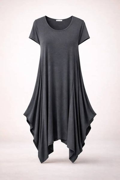 Italian Oversized Floaty Hem Jersey Short Sleeved Midi Dress