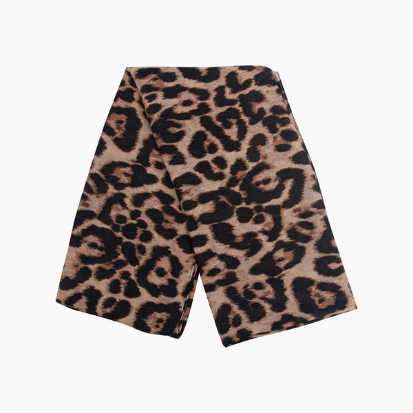 Large Leopard Print Lightweight Scarf in Beige