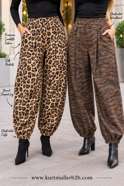 Animal Barrell Leg Suedette Trousers