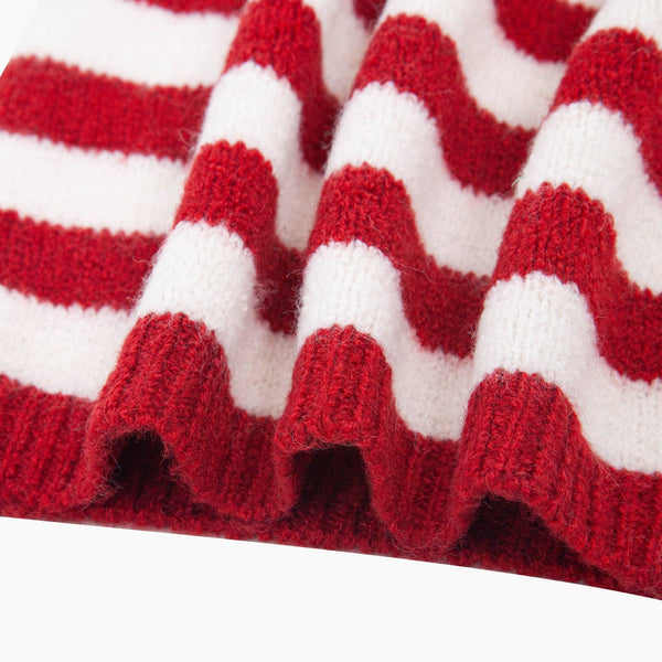 Striped Triangle Heavyweight Scarf in Red/Cream