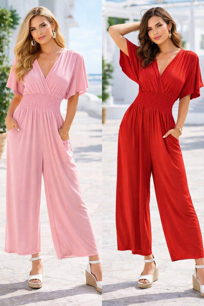 Plain Classy Slinky Wide Leg Jumpsuit