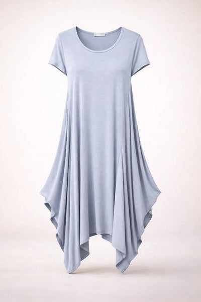 Italian Oversized Floaty Hem Jersey Short Sleeved Midi Dress