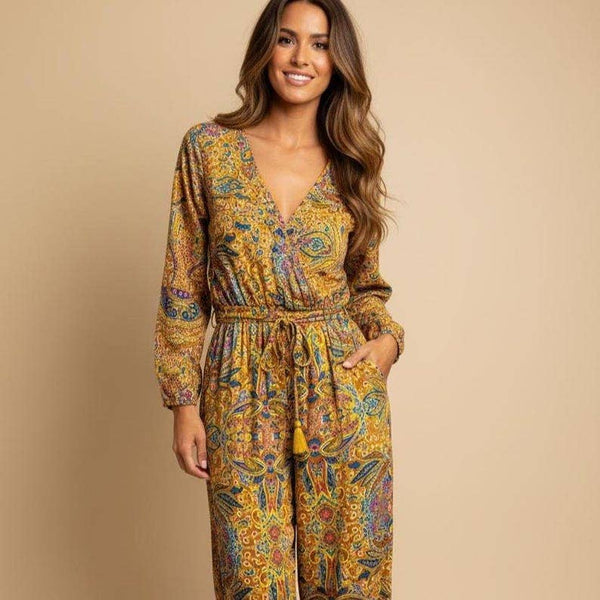 Boho Paisley Jumpsuit with Pockets | Wide Leg Jumpsuit