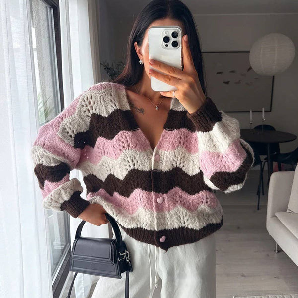 Pastel Wavy Knit Cardigan