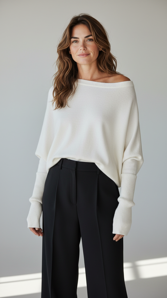 Cozy Soft Pearl Back Batwing Knit