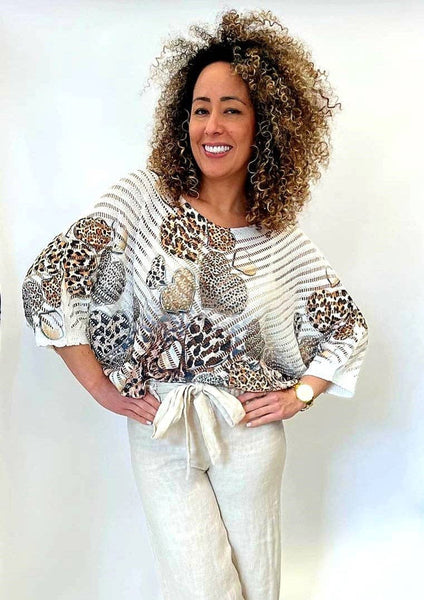 Leopard Heart V Crochet Mesh Knit