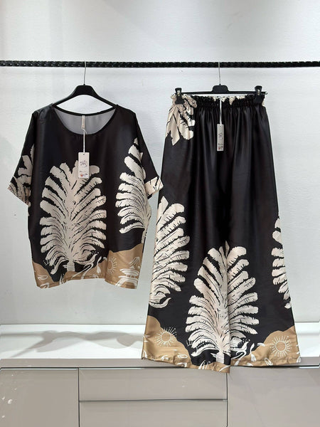 Palms Two Piece Sateen Digital Print Set