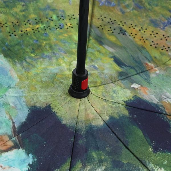 Woman with a Parasol Upside Down Umbrella in Green