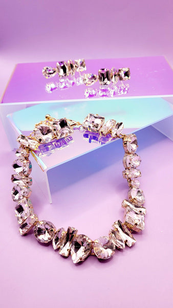 Aminra Crystal Duo Necklace & Earrings