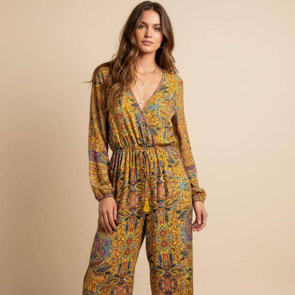 Boho Paisley Jumpsuit with Pockets | Wide Leg Jumpsuit