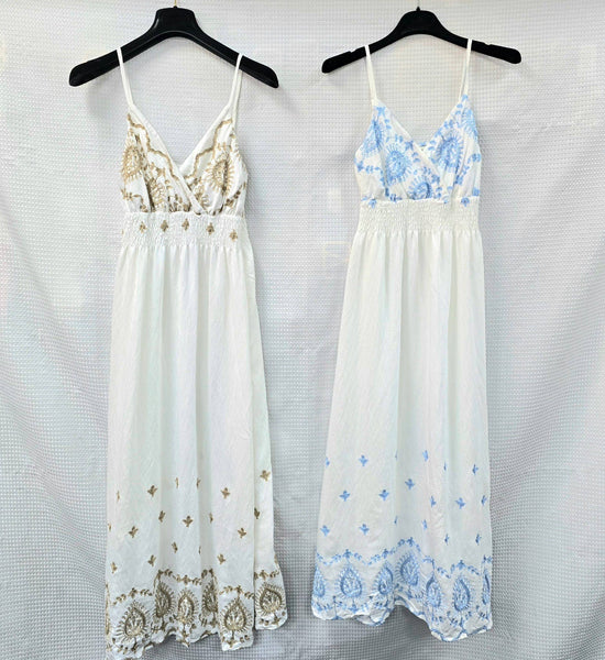 Aria Embroidery Strappy Maxi Dress