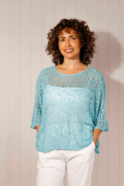Popcorn Knit Poncho Top