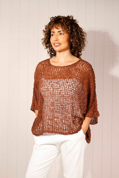 Popcorn Knit Poncho Top