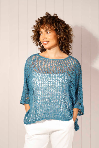 Popcorn Knit Poncho Top