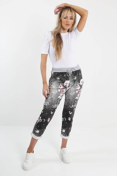 Italian Leaf Floral Cotton Trouser