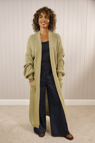 Cable knit longline cardigan