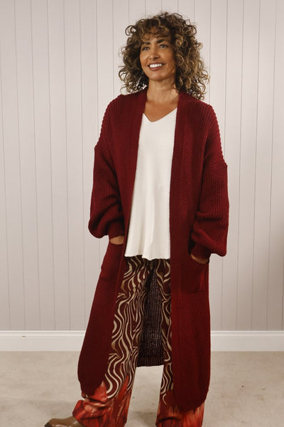 Cable knit longline cardigan