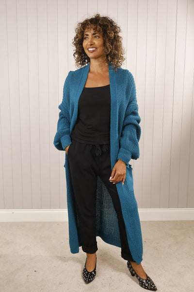 Cable knit longline cardigan