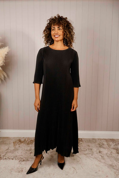Satin look pleated dress