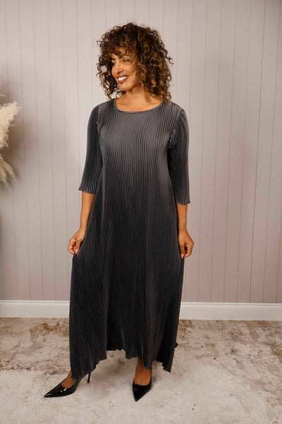 Satin look pleated dress