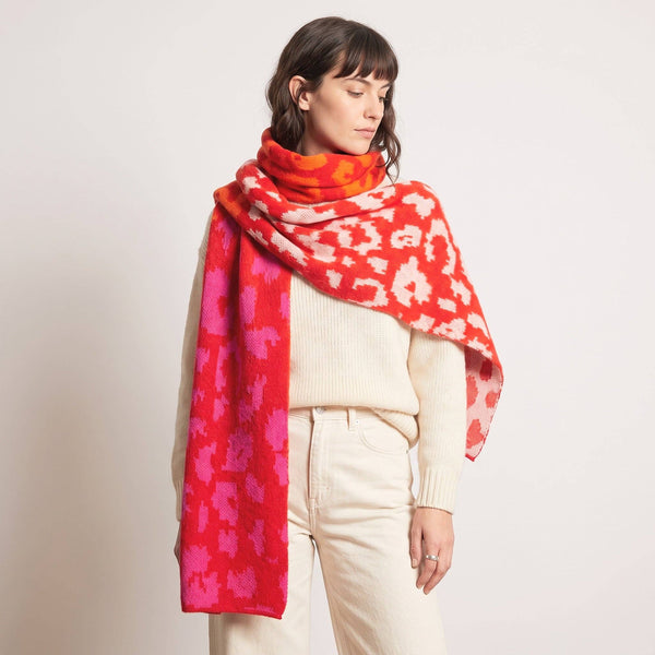 Kyra Red Leopard Heavyweight Scarf