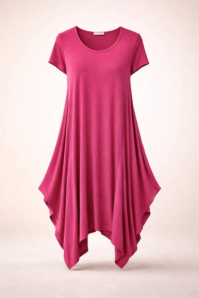 Italian Oversized Floaty Hem Jersey Short Sleeved Midi Dress