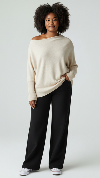 Cozy Soft Pearl Back Batwing Knit