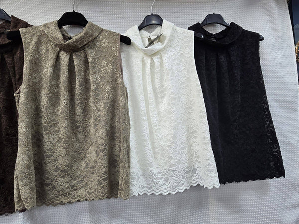 Lace on Velvet Collar Top