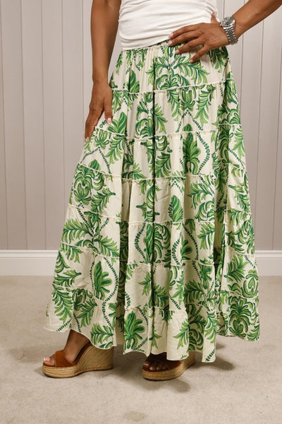 Silk mix palm print skirt/dress from Goose Island range