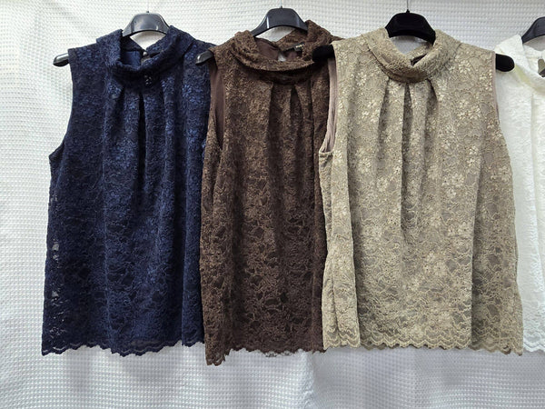 Lace on Velvet Collar Top