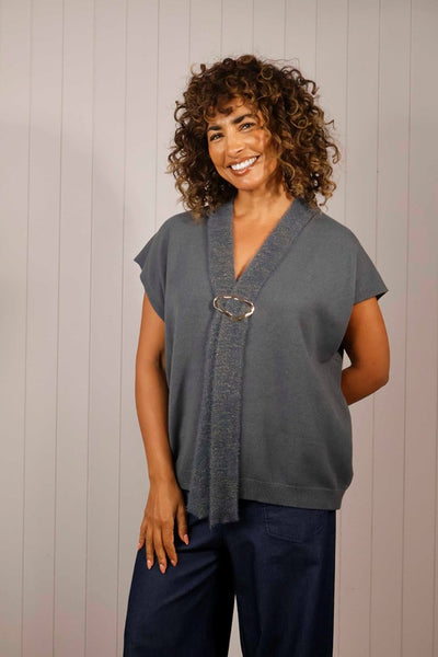 Knit top with lurex detail