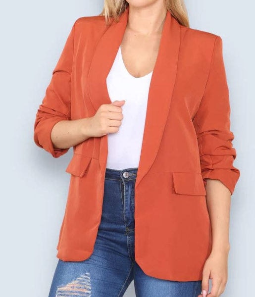 Rouched Sleeve Blazer