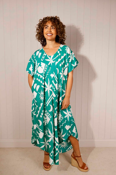 Abstract Print Oversized Dress with Pockets