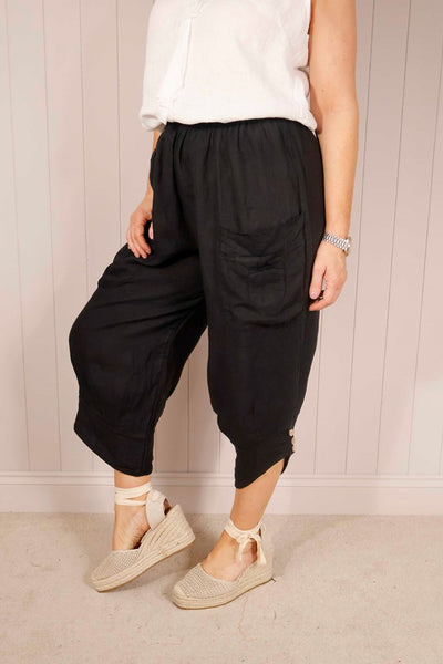 Button Detail Linen Trouser
