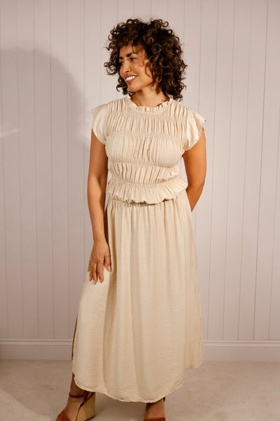 Cap Sleeved Shirred Bust Dress from Goose Island