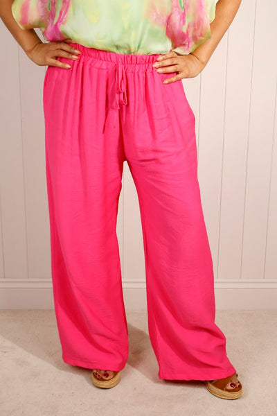 Elasticated Waist Plain Floaty Trousers