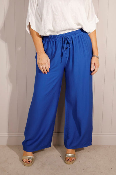 Elasticated Waist Plain Floaty Trousers