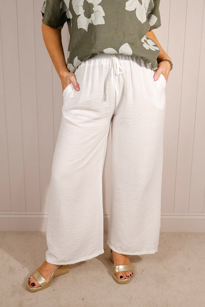 Elasticated Waist Plain Floaty Trousers