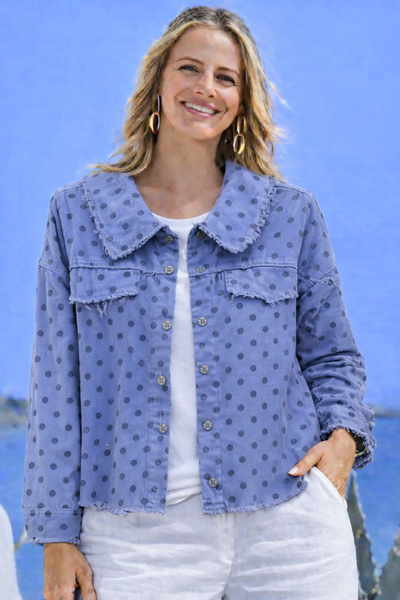 Polka Dot Raw Hem Jacket