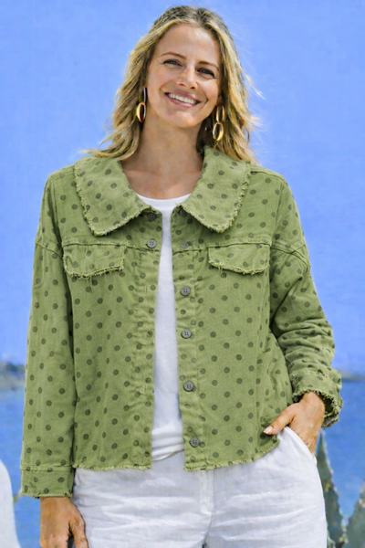 Polka Dot Raw Hem Jacket
