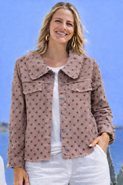 Polka Dot Raw Hem Jacket
