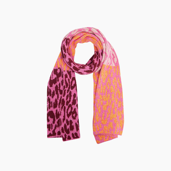 Colour Block Heavyweight Scarf in Pink/Orange