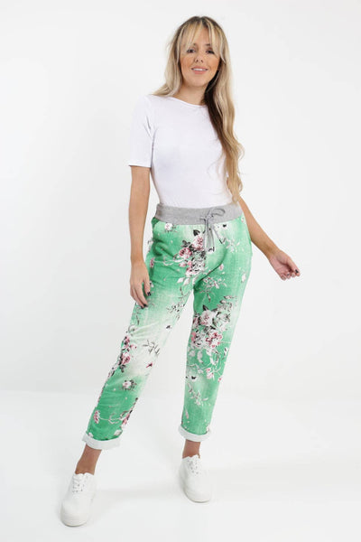 Italian Leaf Floral Cotton Trouser