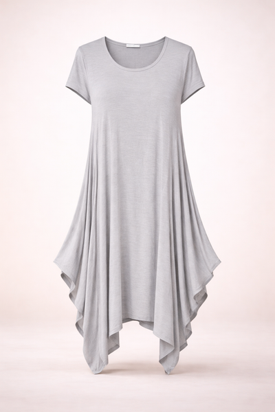 Italian Oversized Floaty Hem Jersey Short Sleeved Midi Dress