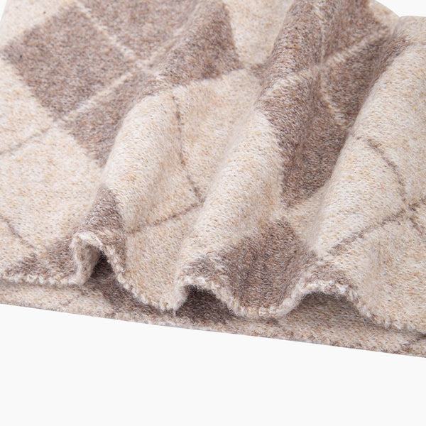 Traditional Check Triangle Heavyweight Scarf in Cream/Beige